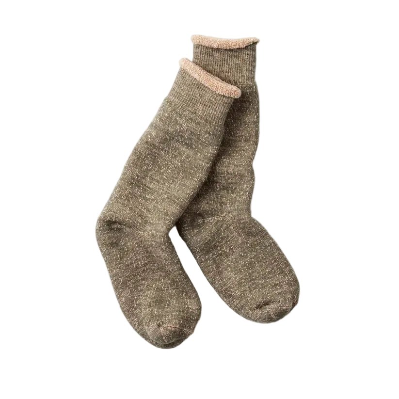 RoToTo Double Face Crew Socks Green/Brown - Merchant Menswear