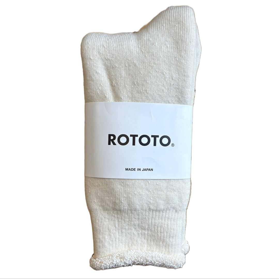 RoToTo Double Face Crew Socks Ivory - Merchant Menswear