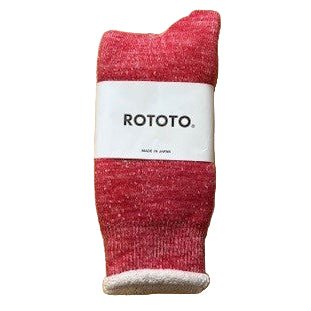 RoToTo Double Face Crew Socks Red - Merchant Menswear