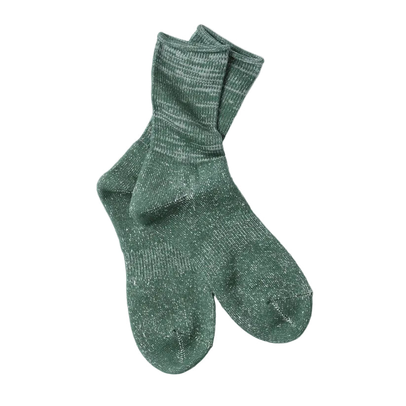 RoToTo Washi Pile Crew Socks Dark Green - Merchant Menswear