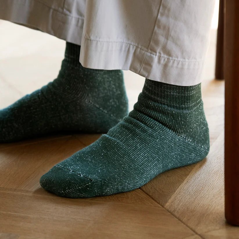 RoToTo Washi Pile Crew Socks Dark Green - Merchant Menswear