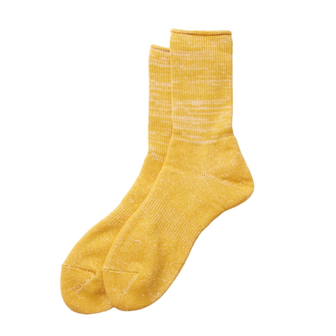 RoToTo Washi Pile Crew Socks Yellow - Merchant Menswear