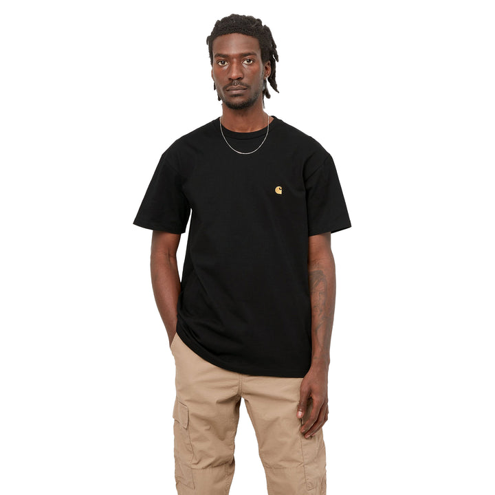 Carhartt WIP Chase Tee Black Gold Model  Front