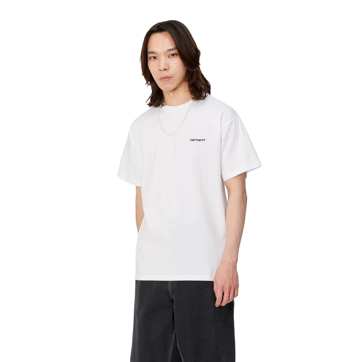 S/S Script Embroidery T-Shirt White