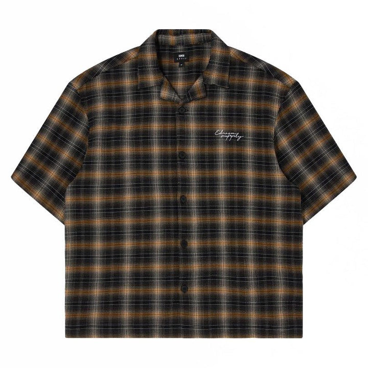 Saga Short Sleeve Shirt Black / Yellow - Merchant Menswear