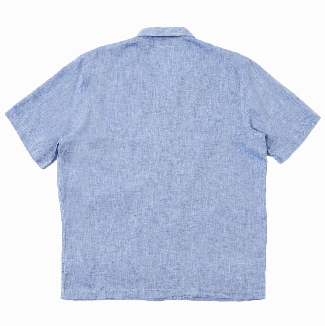 Slub Linen Mix Road Shirt Blue - Merchant Menswear