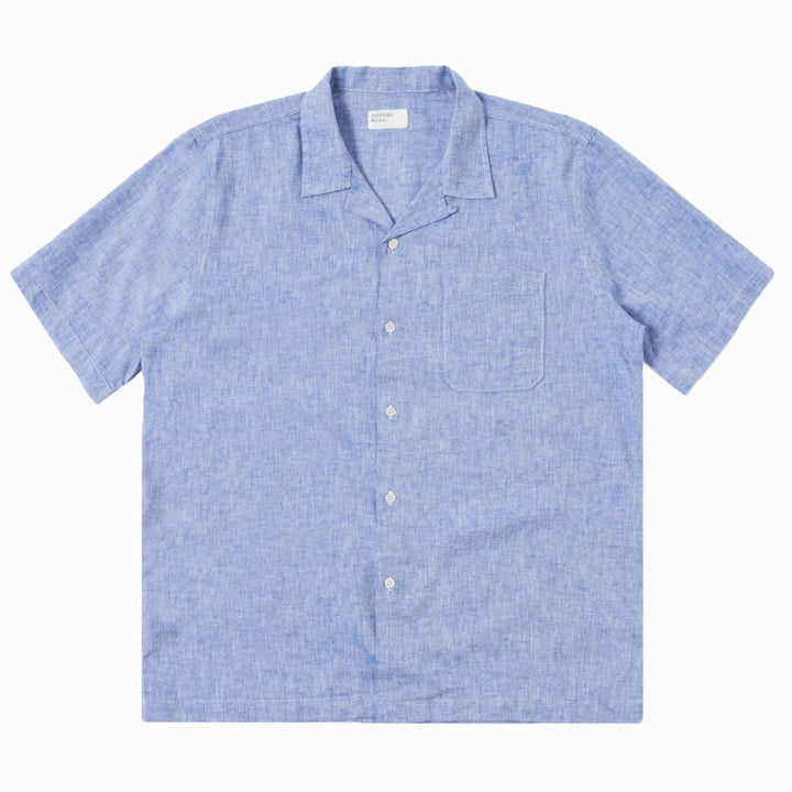 Slub Linen Mix Road Shirt Blue - Merchant Menswear