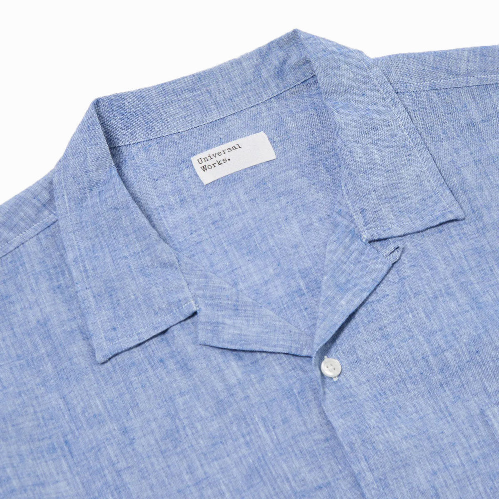 Slub Linen Mix Road Shirt Blue - Merchant Menswear