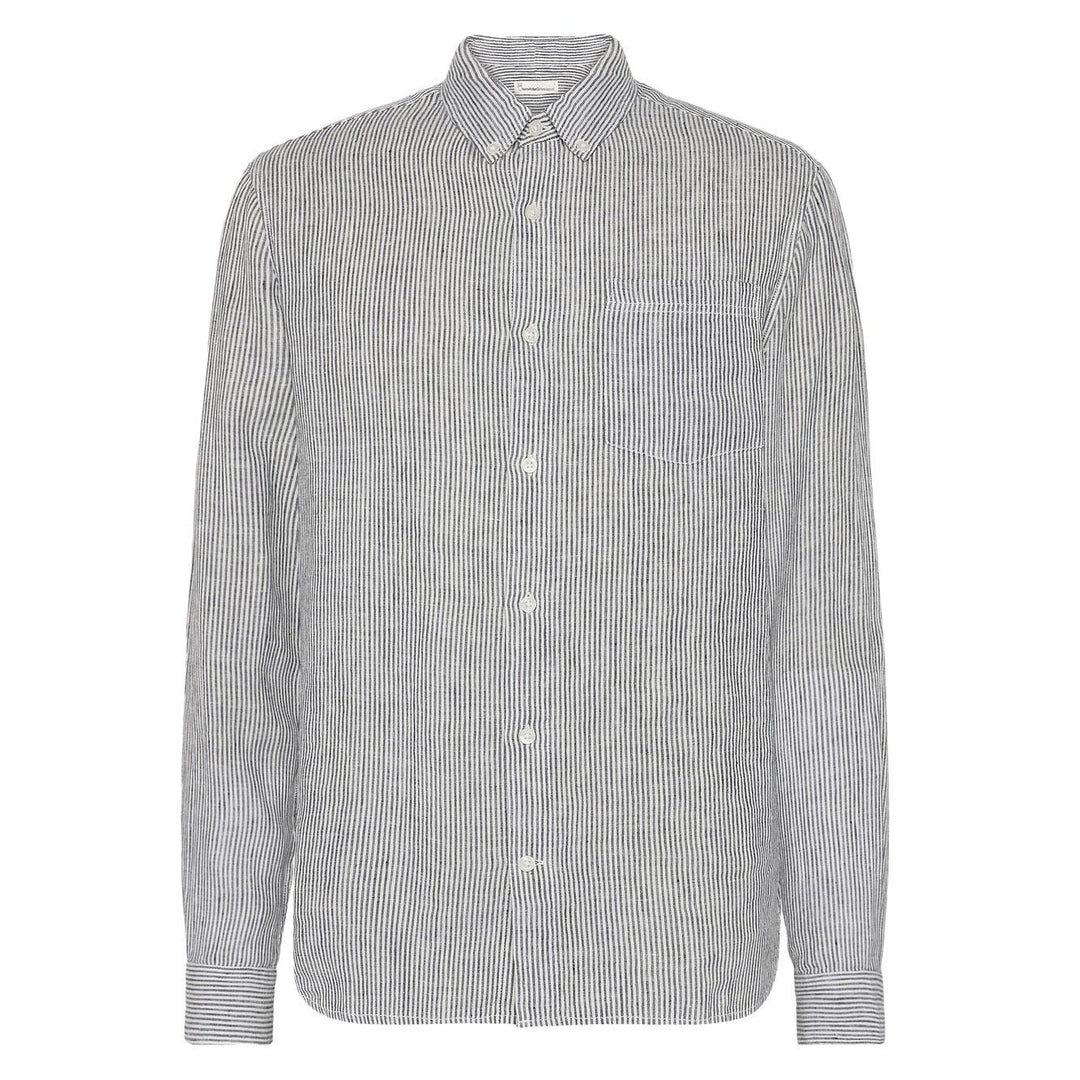 Striped Organic Linen Shirt Total Eclipse - Merchant Menswear