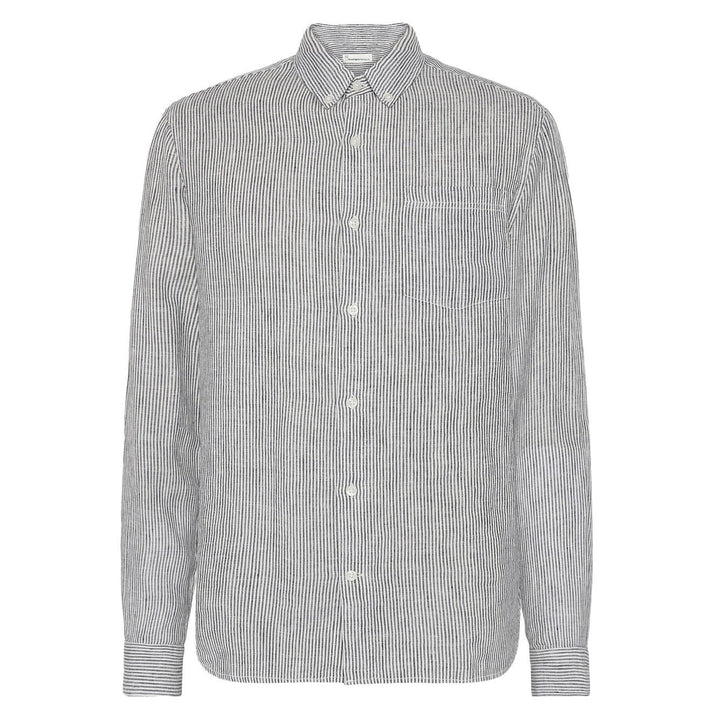 Striped Organic Linen Shirt Total Eclipse - Merchant Menswear