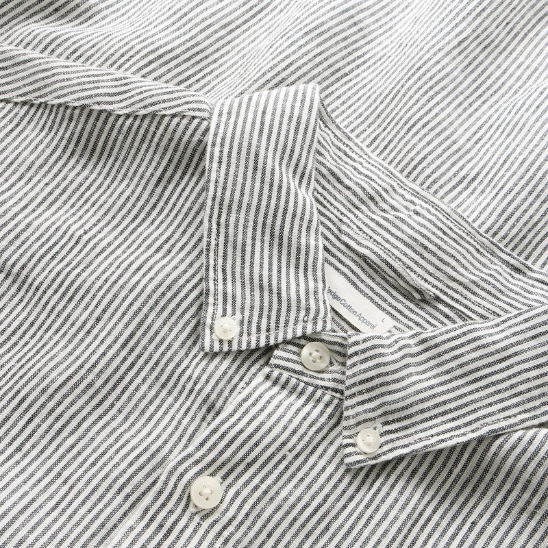 Striped Organic Linen Shirt Total Eclipse - Merchant Menswear