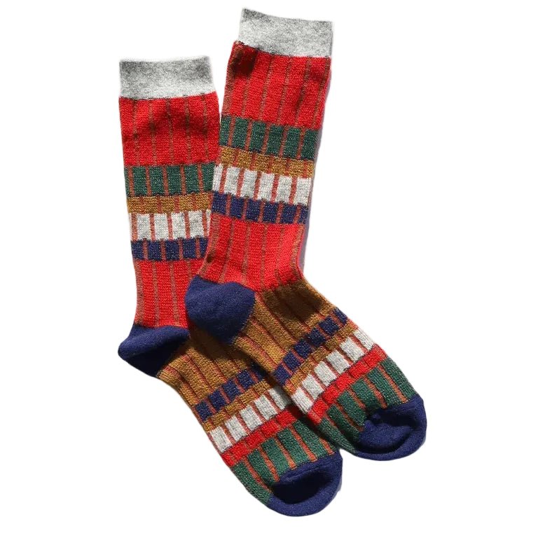 Sunq Blanket Crew Wool-Cashmere Blend Socks Dress Stewart - Merchant Menswear