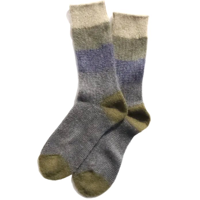 Sunq Fuzzy Gradation Knit Crew Socks Grey - Merchant Menswear