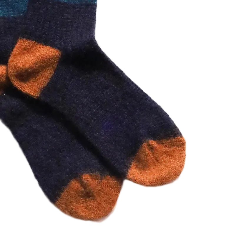 Sunq Fuzzy Gradation Knit Crew Socks Navy - Merchant Menswear
