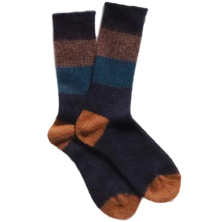 Sunq Fuzzy Gradation Knit Crew Socks Navy - Merchant Menswear
