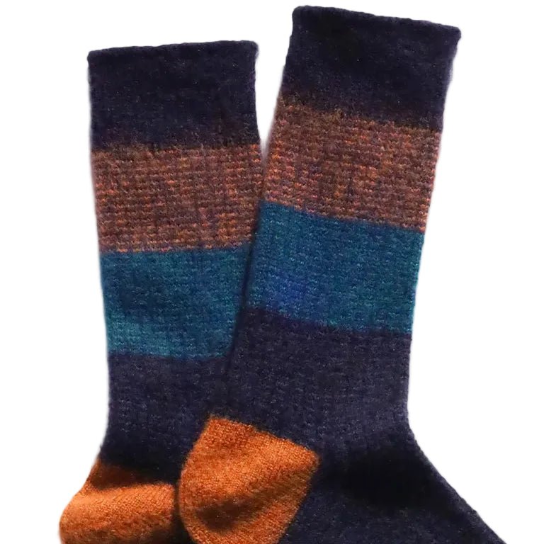 Sunq Fuzzy Gradation Knit Crew Socks Navy - Merchant Menswear