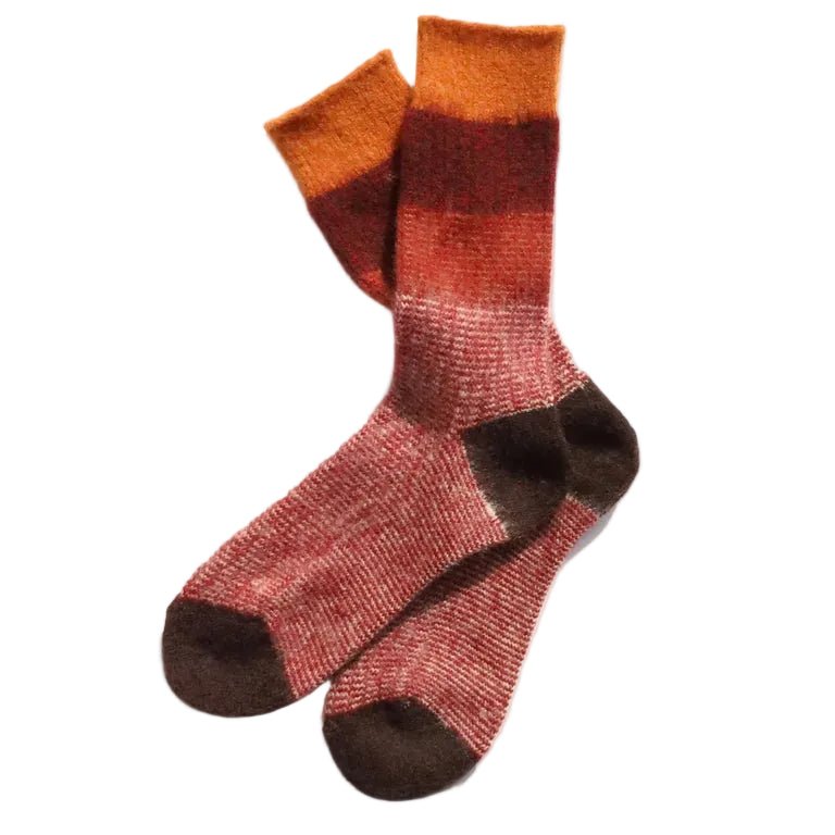 Sunq Fuzzy Gradation Knit Crew Socks Red - Merchant Menswear
