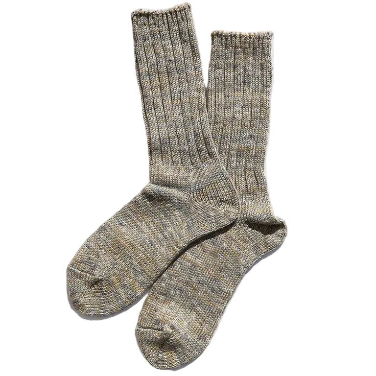 Sunq Mix Rug Yarn Crew Socks Khaki - Merchant Menswear