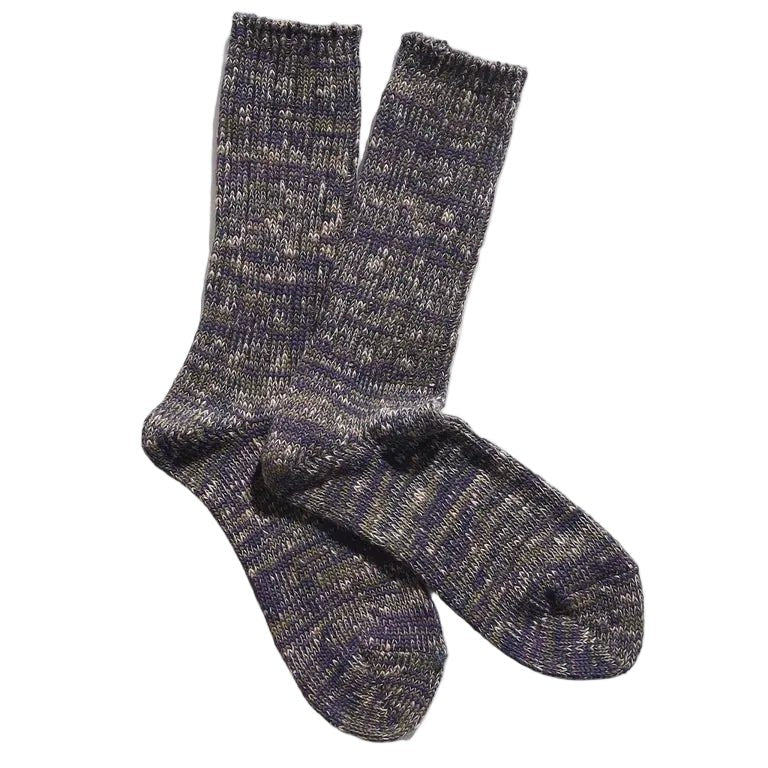 Sunq Mix Rug Yarn Crew Socks Navy - Merchant Menswear