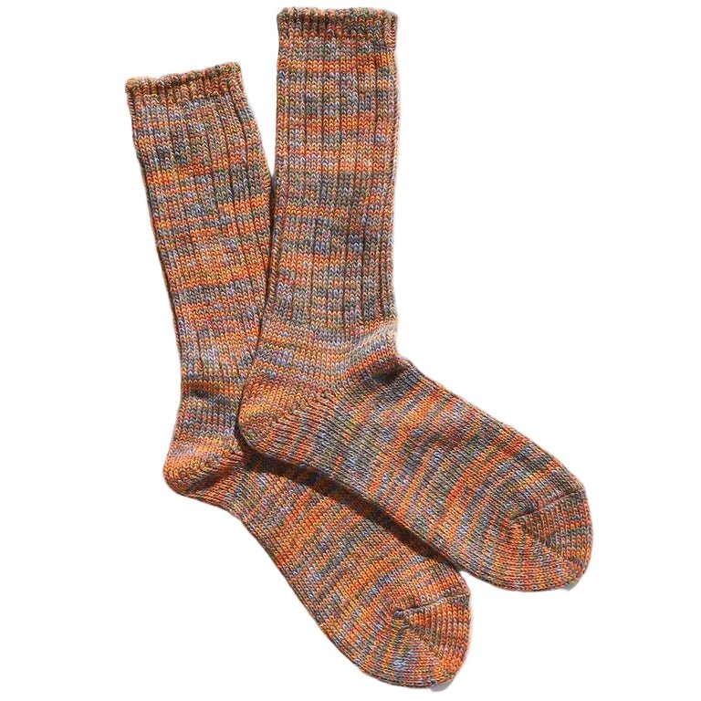 Sunq Mix Rug Yarn Crew Socks Orange - Merchant Menswear