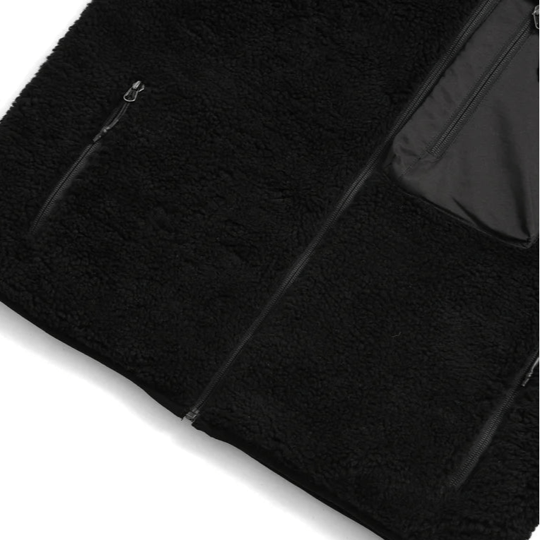 Taion Hi Neck Boa Fleece Mountain Jacket Black x Black - Merchant Menswear