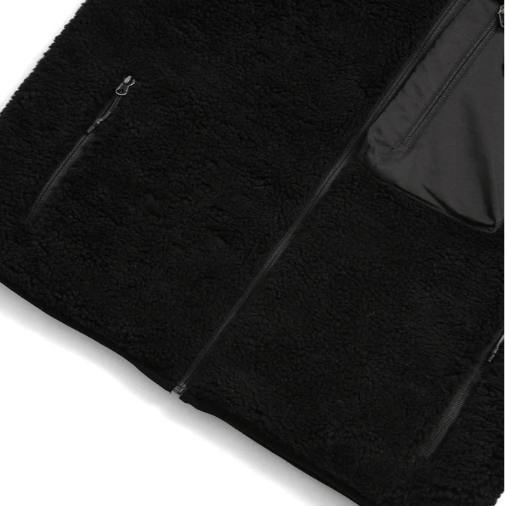 Taion Hi Neck Boa Fleece Mountain Jacket Black x Black - Merchant Menswear