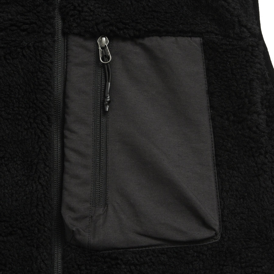 Taion Hi Neck Boa Fleece Mountain Jacket Black x Black - Merchant Menswear