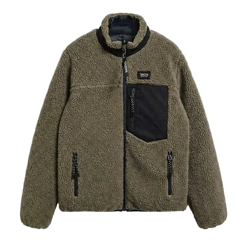 Taion Hi Neck Boa Fleece Mountain Reversible Jacket Dark Navy x Beige - Merchant Menswear