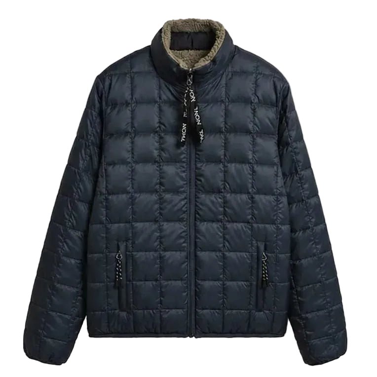 Taion Hi Neck Boa Fleece Mountain Reversible Jacket Dark Navy x Beige - Merchant Menswear