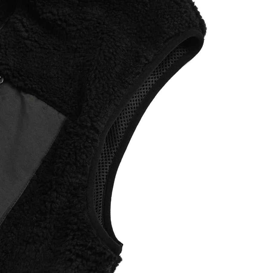 Taion Hi Neck Boa Fleece Vest Black x Black - Merchant Menswear