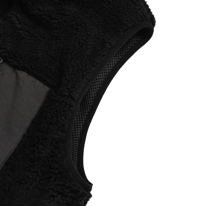 Taion Hi Neck Boa Fleece Vest Black x Black - Merchant Menswear