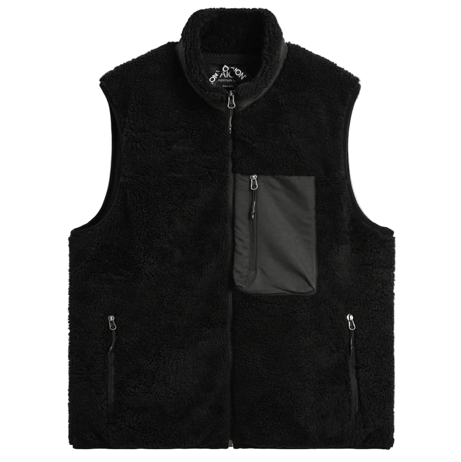Taion Hi Neck Boa Fleece Vest Black x Black - Merchant Menswear