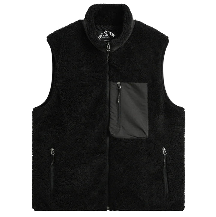 Taion Hi Neck Boa Fleece Vest Black x Black - Merchant Menswear