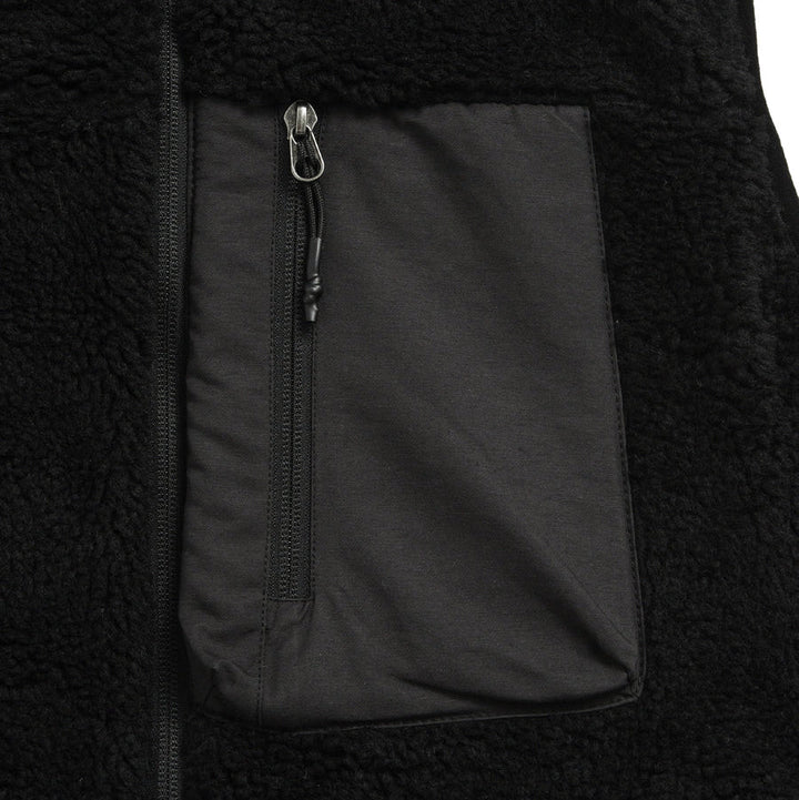 Taion Hi Neck Boa Fleece Vest Black x Black - Merchant Menswear