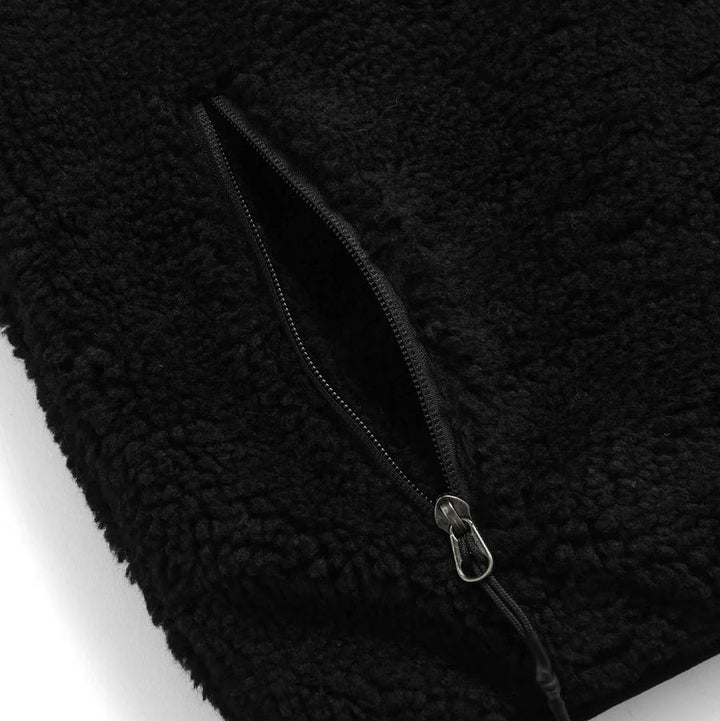Taion Hi Neck Boa Fleece Vest Black x Black - Merchant Menswear
