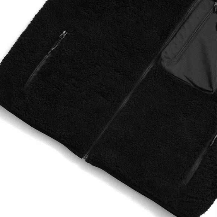 Taion Hi Neck Boa Fleece Vest Black x Black - Merchant Menswear