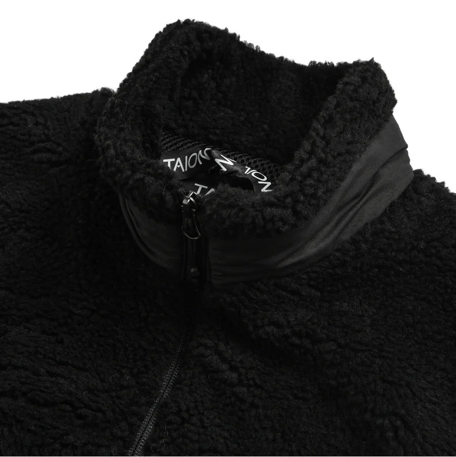 Taion Hi Neck Boa Fleece Vest Black x Black - Merchant Menswear