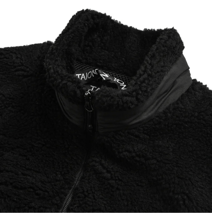 Taion Hi Neck Boa Fleece Vest Black x Black - Merchant Menswear