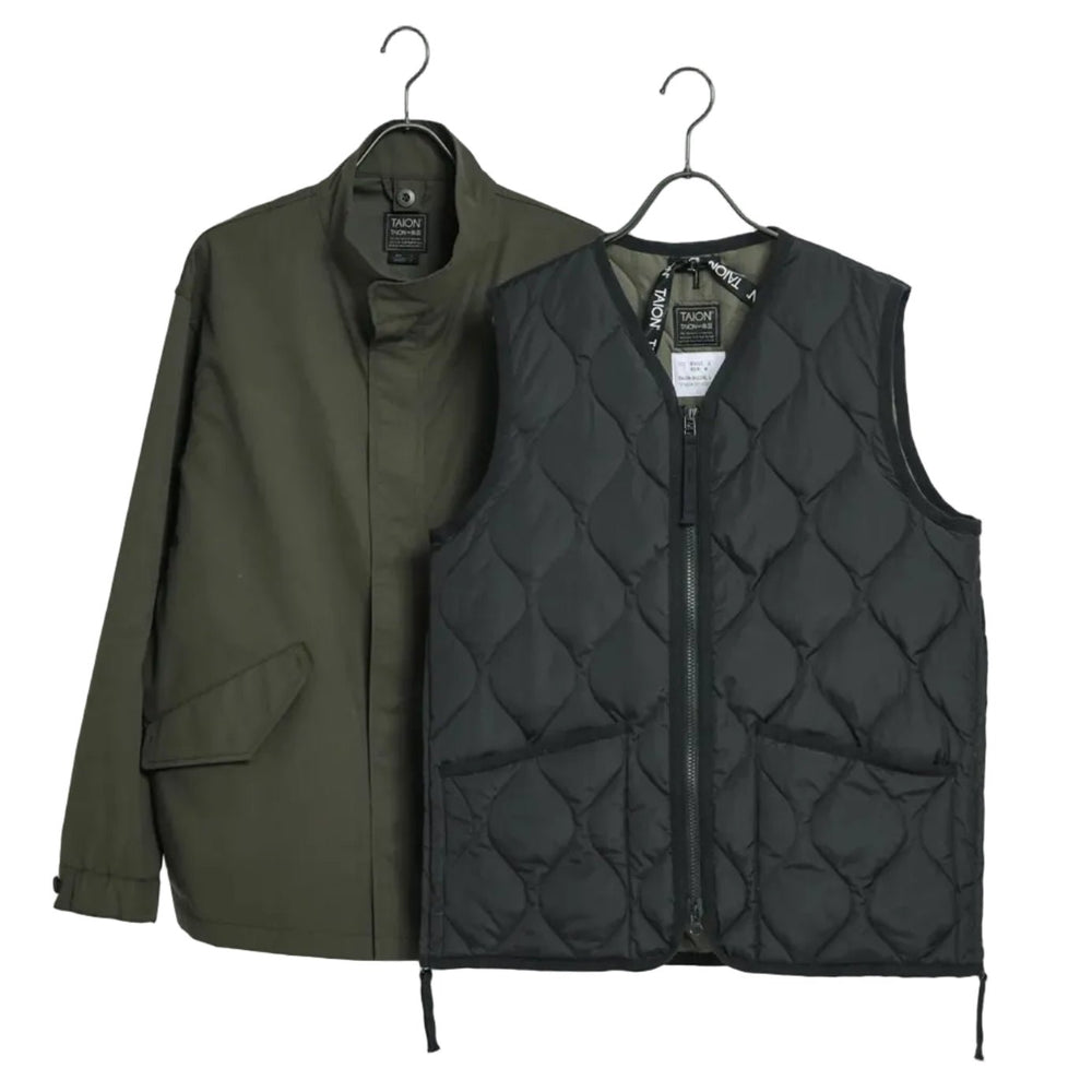Taion Military V Neck Liner Plus Outer Jacket Olive/Black - Merchant Menswear