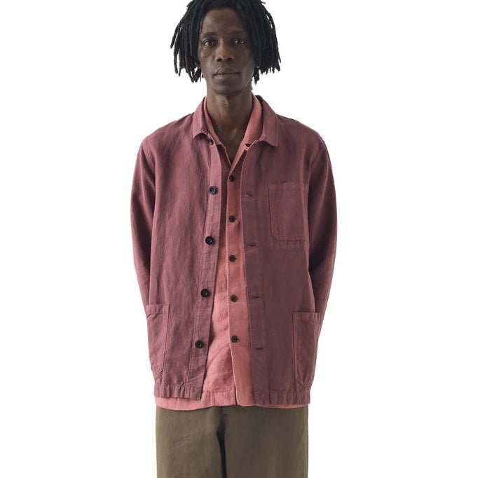 Toast Menswear Arlo Garment Dye Herringbone Jacket Mauve - Merchant Menswear