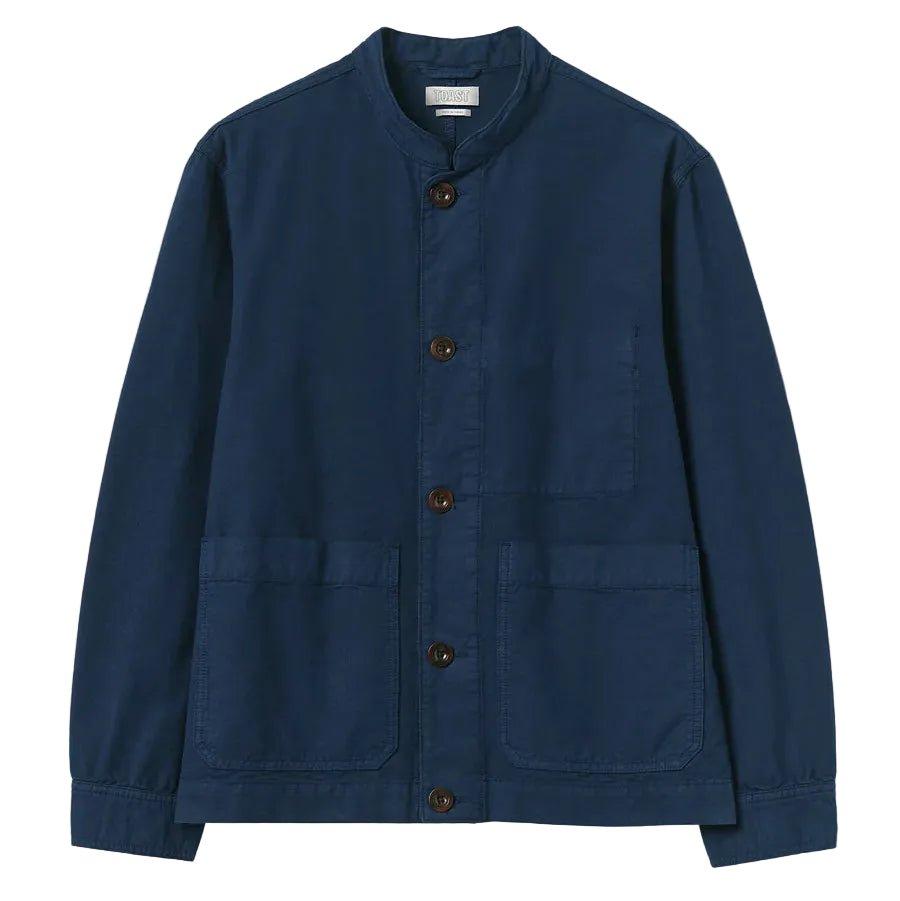Toast Menswear Canvas Stand Collar Jacket Uniform Blue - Merchant Menswear
