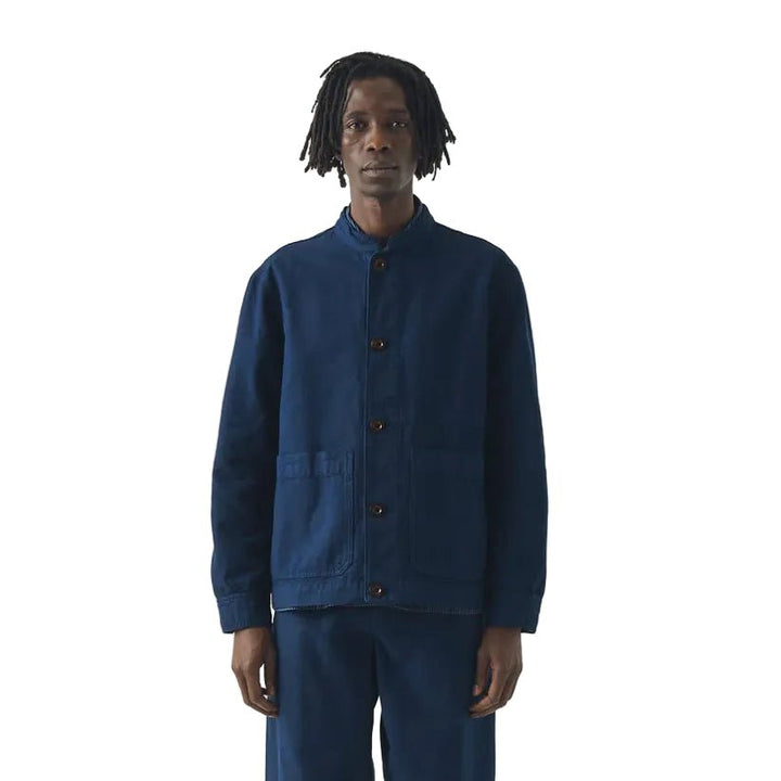 Toast Menswear Canvas Stand Collar Jacket Uniform Blue - Merchant Menswear