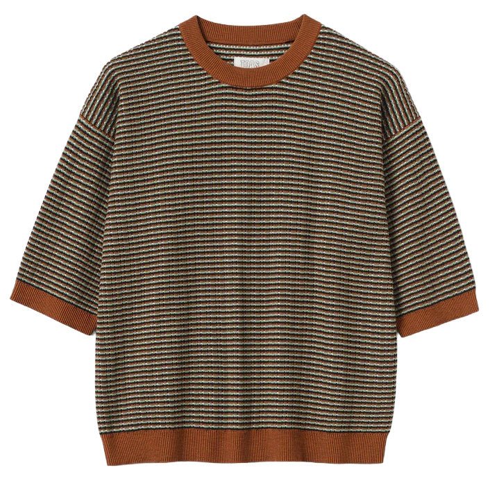 Toast Menswear Knitted Cotton Tee Green Multi - Merchant Menswear