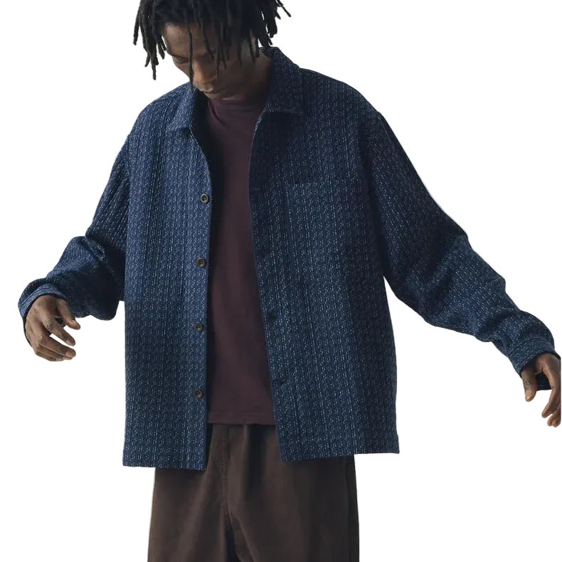 Toast Menswear Scatter Stitch Cotton Shirt Indigo Blue - Merchant Menswear