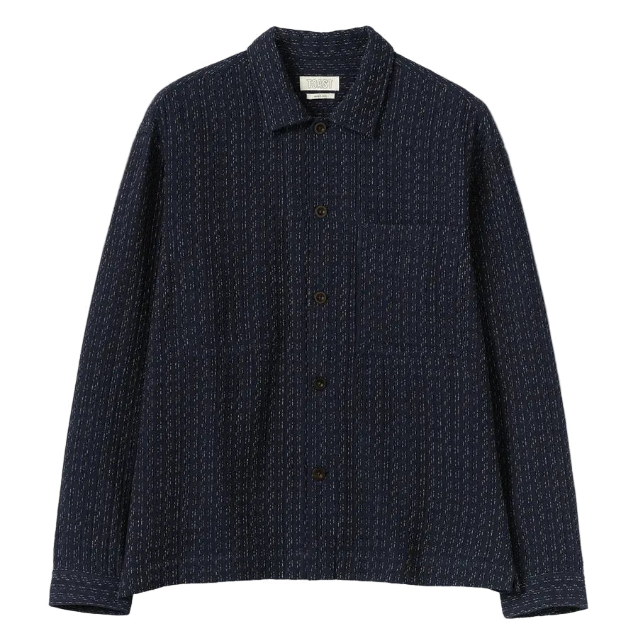Toast Menswear Scatter Stitch Cotton Shirt Indigo Blue - Merchant Menswear