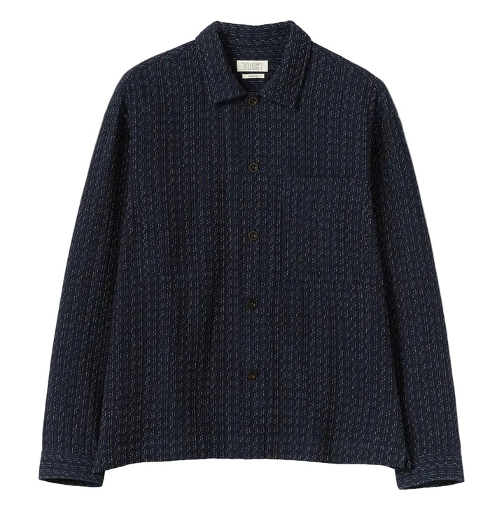 Toast Menswear Scatter Stitch Cotton Shirt Indigo Blue - Merchant Menswear