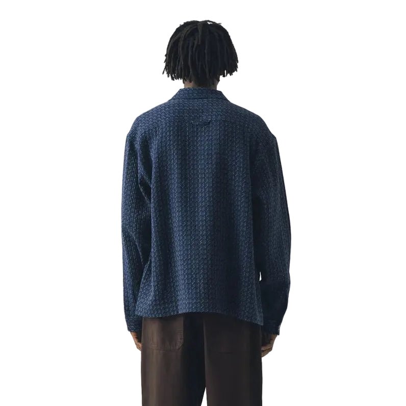 Toast Menswear Scatter Stitch Cotton Shirt Indigo Blue - Merchant Menswear