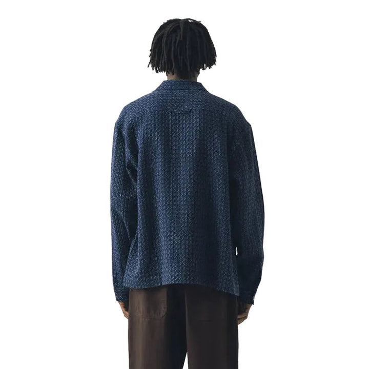 Toast Menswear Scatter Stitch Cotton Shirt Indigo Blue - Merchant Menswear