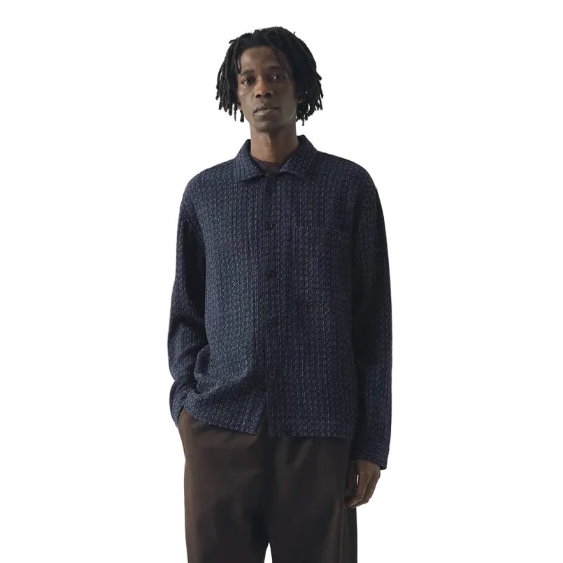 Toast Menswear Scatter Stitch Cotton Shirt Indigo Blue - Merchant Menswear