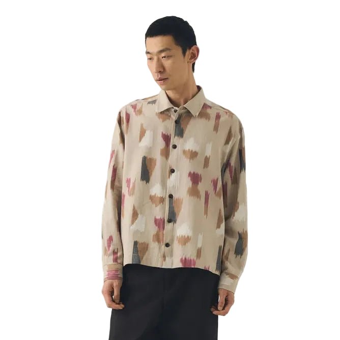 Toast Menswear Shadow Cotton Ikat Shirt Neutral - Merchant Menswear